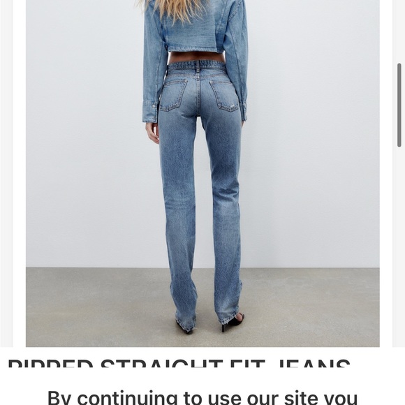 Zara straight leg ripped full length jeans sz 2 - Picture 2 of 6